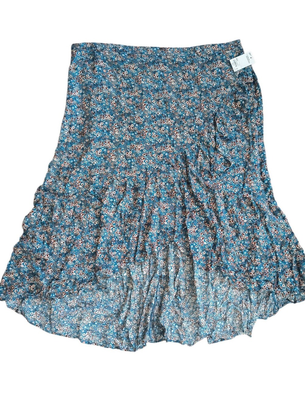NWT Sonoma Blue Floral Tiered Maxi Skirt With High Low Hem Size 3X